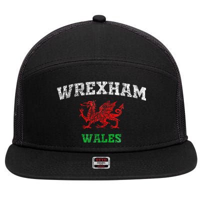 Wrexham Wales Retro Vintage 7 Panel Mesh Trucker Snapback Hat