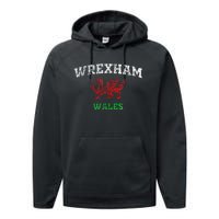 Wrexham Wales Retro Vintage Performance Fleece Hoodie