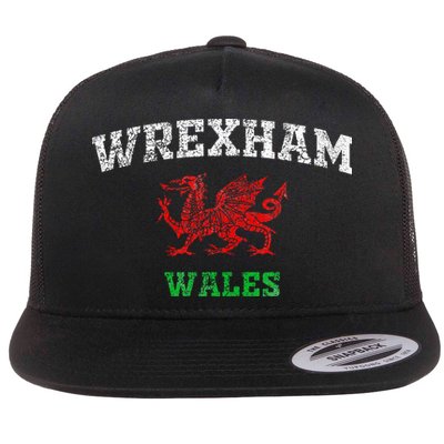 Wrexham Wales Retro Vintage Flat Bill Trucker Hat