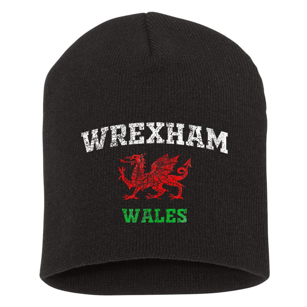 Wrexham Wales Retro Vintage Short Acrylic Beanie