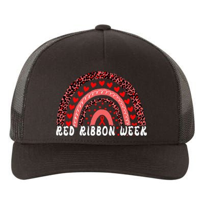 We Wear Red For Red Ribbon Week Awareness Leoopard Rainbow Yupoong Adult 5-Panel Trucker Hat