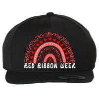 We Wear Red For Red Ribbon Week Awareness Leoopard Rainbow Wool Snapback Cap