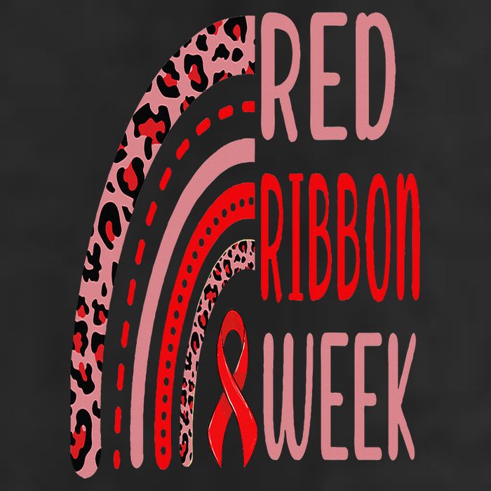 We Wear Red For Red Ribbon Week Awareness rainbow Leopard Cool Comfort Performance Bucket Hat