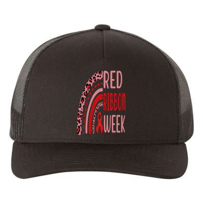 We Wear Red For Red Ribbon Week Awareness rainbow Leopard Yupoong Adult 5-Panel Trucker Hat