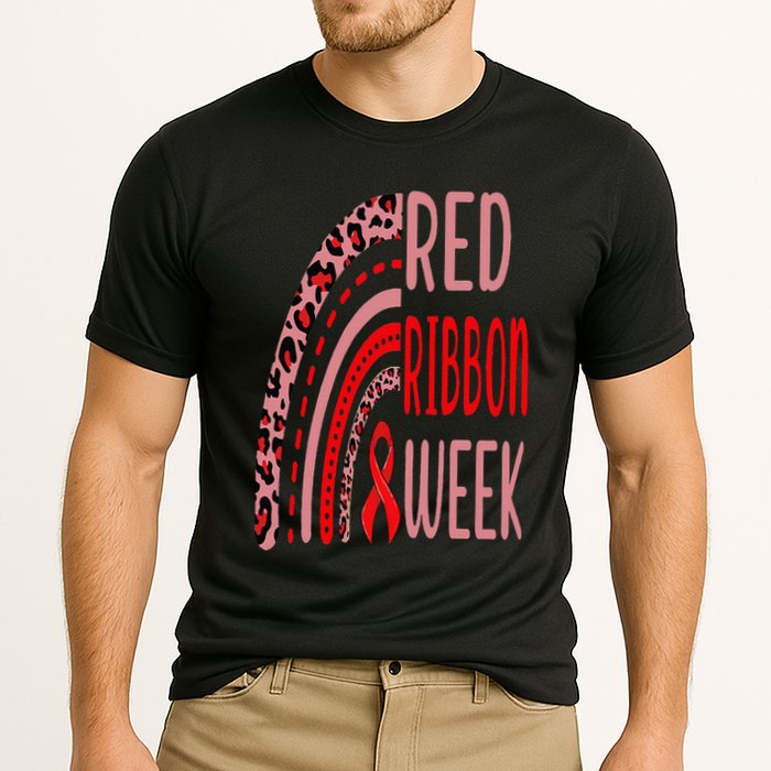 We Wear Red For Red Ribbon Week Awareness rainbow Leopard Cooling Performance Crew T-Shirt