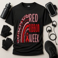 We Wear Red For Red Ribbon Week Awareness rainbow Leopard Cooling Performance Crew T-Shirt