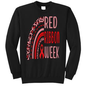 We Wear Red For Red Ribbon Week Awareness rainbow Leopard Sweatshirt