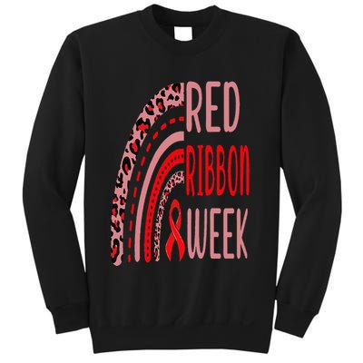We Wear Red For Red Ribbon Week Awareness rainbow Leopard Sweatshirt