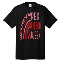 We Wear Red For Red Ribbon Week Awareness rainbow Leopard Tall T-Shirt