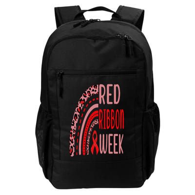 We Wear Red For Red Ribbon Week Awareness rainbow Leopard Backpack