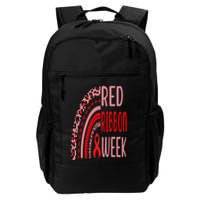 We Wear Red For Red Ribbon Week Awareness rainbow Leopard Backpack