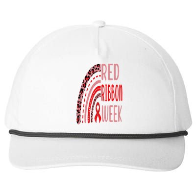 We Wear Red For Red Ribbon Week Awareness rainbow Leopard Snapback Five-Panel Rope Hat