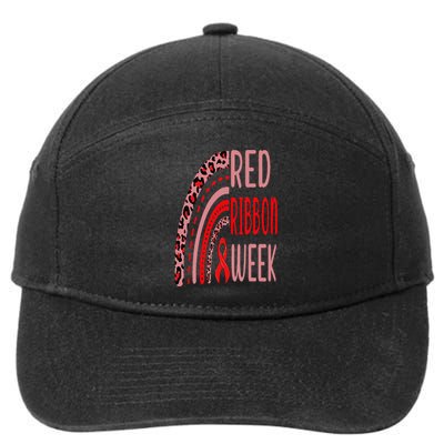 We Wear Red For Red Ribbon Week Awareness rainbow Leopard 7-Panel Snapback Hat