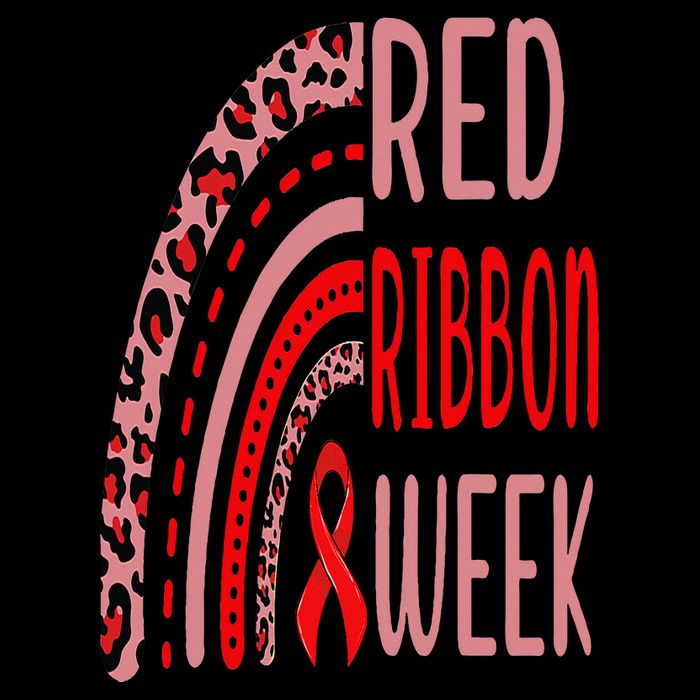 We Wear Red For Red Ribbon Week Awareness rainbow Leopard Bucket Hat