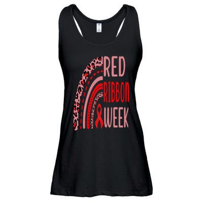 We Wear Red For Red Ribbon Week Awareness rainbow Leopard Ladies Essential Flowy Tank