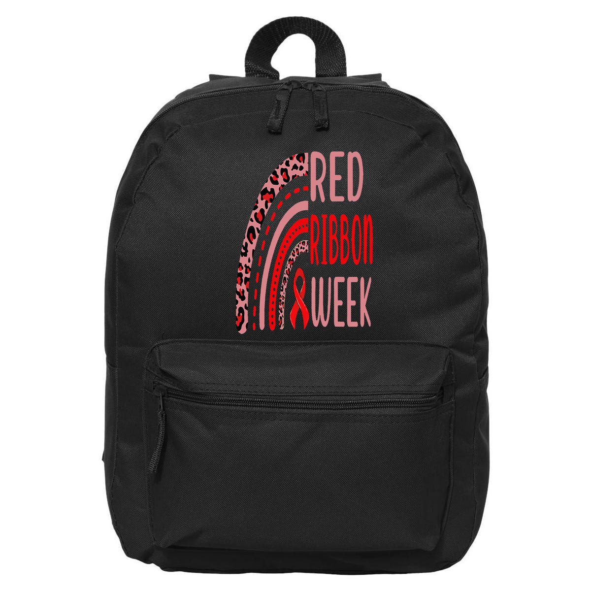 We Wear Red For Red Ribbon Week Awareness rainbow Leopard 16 in Basic Backpack