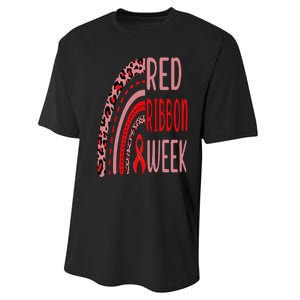 We Wear Red For Red Ribbon Week Awareness rainbow Leopard Performance Sprint T-Shirt