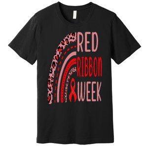 We Wear Red For Red Ribbon Week Awareness rainbow Leopard Premium T-Shirt