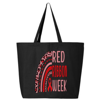 We Wear Red For Red Ribbon Week Awareness rainbow Leopard 25L Jumbo Tote