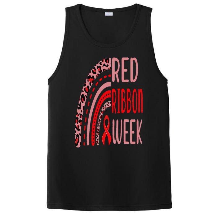 We Wear Red For Red Ribbon Week Awareness rainbow Leopard PosiCharge Competitor Tank