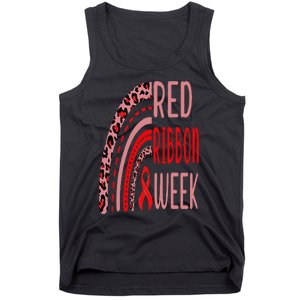 We Wear Red For Red Ribbon Week Awareness rainbow Leopard Tank Top