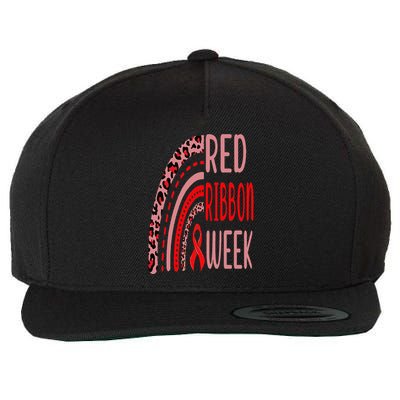 We Wear Red For Red Ribbon Week Awareness rainbow Leopard Wool Snapback Cap