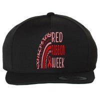 We Wear Red For Red Ribbon Week Awareness rainbow Leopard Wool Snapback Cap