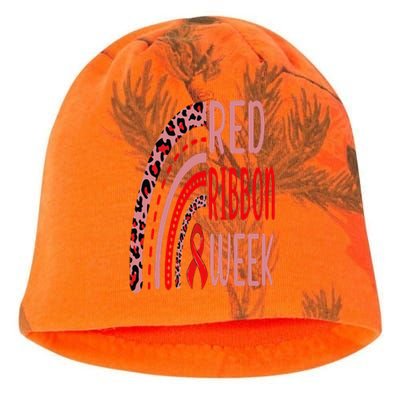 We Wear Red For Red Ribbon Week Awareness rainbow Leopard Kati - Camo Knit Beanie