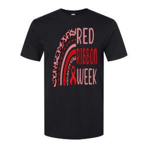 We Wear Red For Red Ribbon Week Awareness rainbow Leopard Softstyle CVC T-Shirt