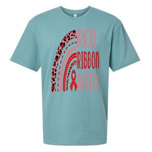 We Wear Red For Red Ribbon Week Awareness rainbow Leopard Sueded Cloud Jersey T-Shirt