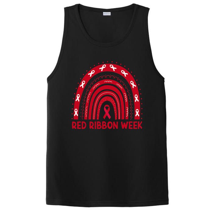 We Wear Red For Red Ribbon Week Awareness Red Rainbow PosiCharge Competitor Tank