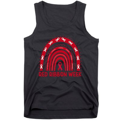 We Wear Red For Red Ribbon Week Awareness Red Rainbow Tank Top