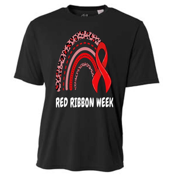 We Wear Red For Red Ribbon Week Awareness rainbow Leopard Cooling Performance Crew T-Shirt