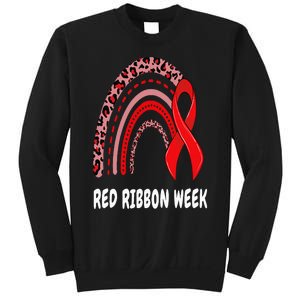 We Wear Red For Red Ribbon Week Awareness rainbow Leopard Sweatshirt