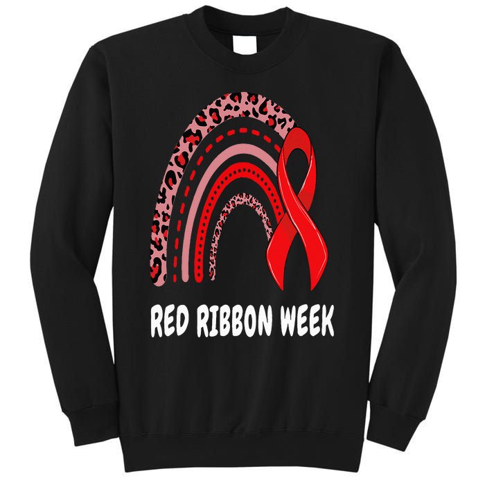 We Wear Red For Red Ribbon Week Awareness rainbow Leopard Sweatshirt