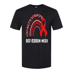 We Wear Red For Red Ribbon Week Awareness rainbow Leopard Softstyle CVC T-Shirt