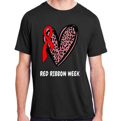 We Wear Red For Red Ribbon Week Awareness Leopard heart Adult ChromaSoft Performance T-Shirt