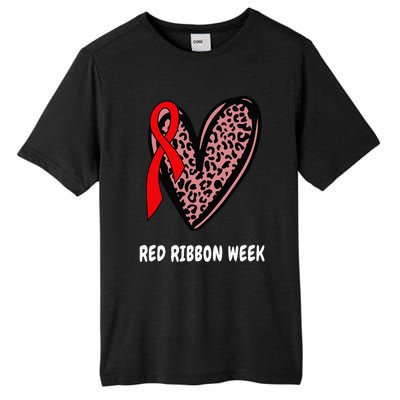 We Wear Red For Red Ribbon Week Awareness Leopard heart Tall Fusion ChromaSoft Performance T-Shirt