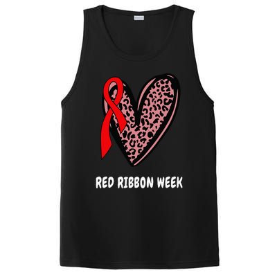 We Wear Red For Red Ribbon Week Awareness Leopard heart PosiCharge Competitor Tank