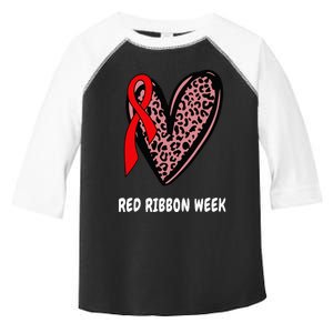 We Wear Red For Red Ribbon Week Awareness Leopard heart Toddler Fine Jersey T-Shirt