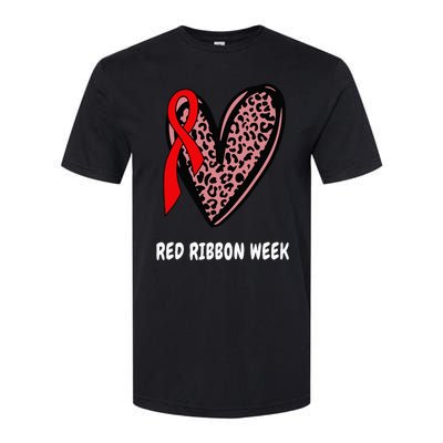 We Wear Red For Red Ribbon Week Awareness Leopard heart Softstyle CVC T-Shirt