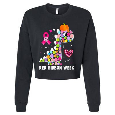 We Wear Red Ribbon Week Awareness Red Ribbon Week Cropped Pullover Crew