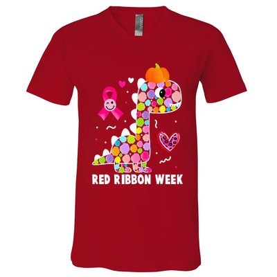 We Wear Red Ribbon Week Awareness Red Ribbon Week V-Neck T-Shirt