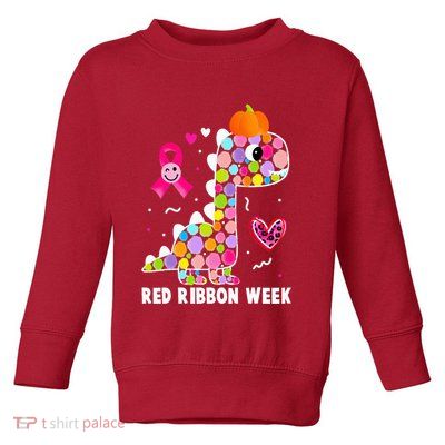 We Wear Red Ribbon Week Awareness Red Ribbon Week Toddler Sweatshirt