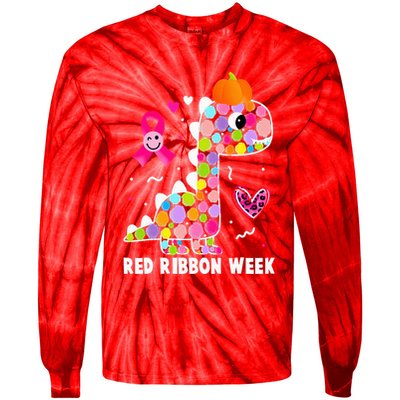 We Wear Red Ribbon Week Awareness Red Ribbon Week Tie-Dye Long Sleeve Shirt