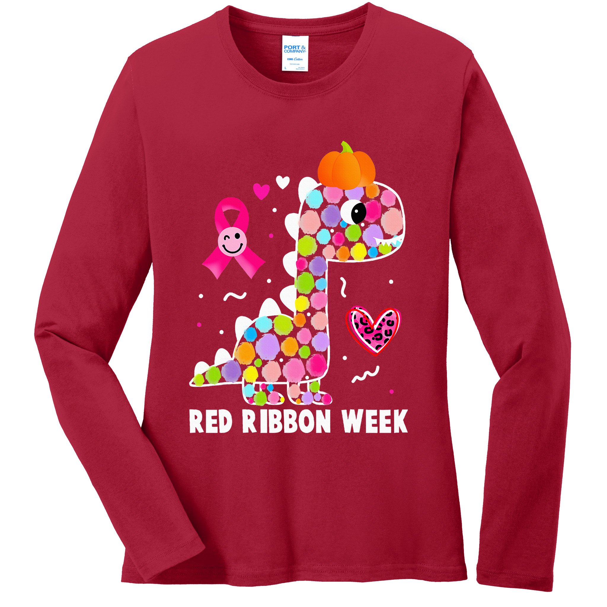 We Wear Red Ribbon Week Awareness Red Ribbon Week Ladies Long Sleeve Shirt