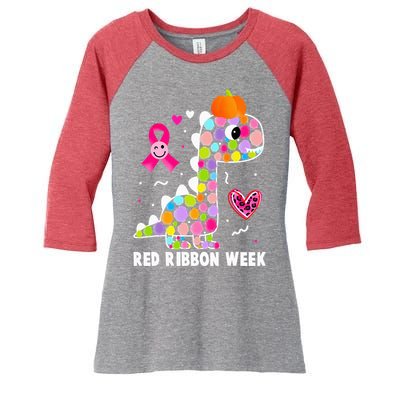 We Wear Red Ribbon Week Awareness Red Ribbon Week Women's Tri-Blend 3/4-Sleeve Raglan Shirt
