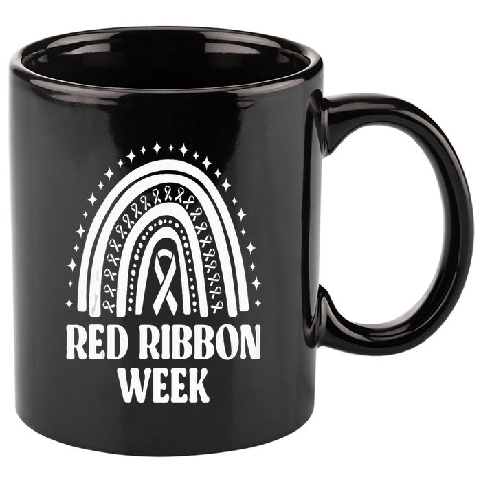 We Wear Red Ribbon Week Drug free red ribbon week 11oz C Handle Ceramic Mug