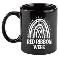 We Wear Red Ribbon Week Drug free red ribbon week 11oz C Handle Ceramic Mug