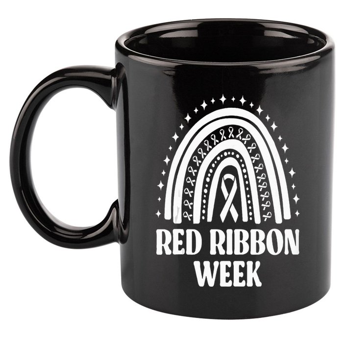 We Wear Red Ribbon Week Drug free red ribbon week 11oz C Handle Ceramic Mug
